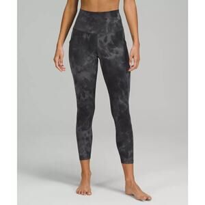 Lululemon Align High-Rise Pant 25" Leggings Womens 4 Black Tie Dye Side Pockets